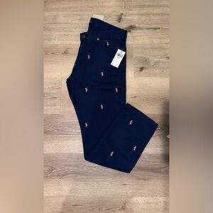 Polo by Ralph Lauren Dark Blue Trousers with Embroidered Details